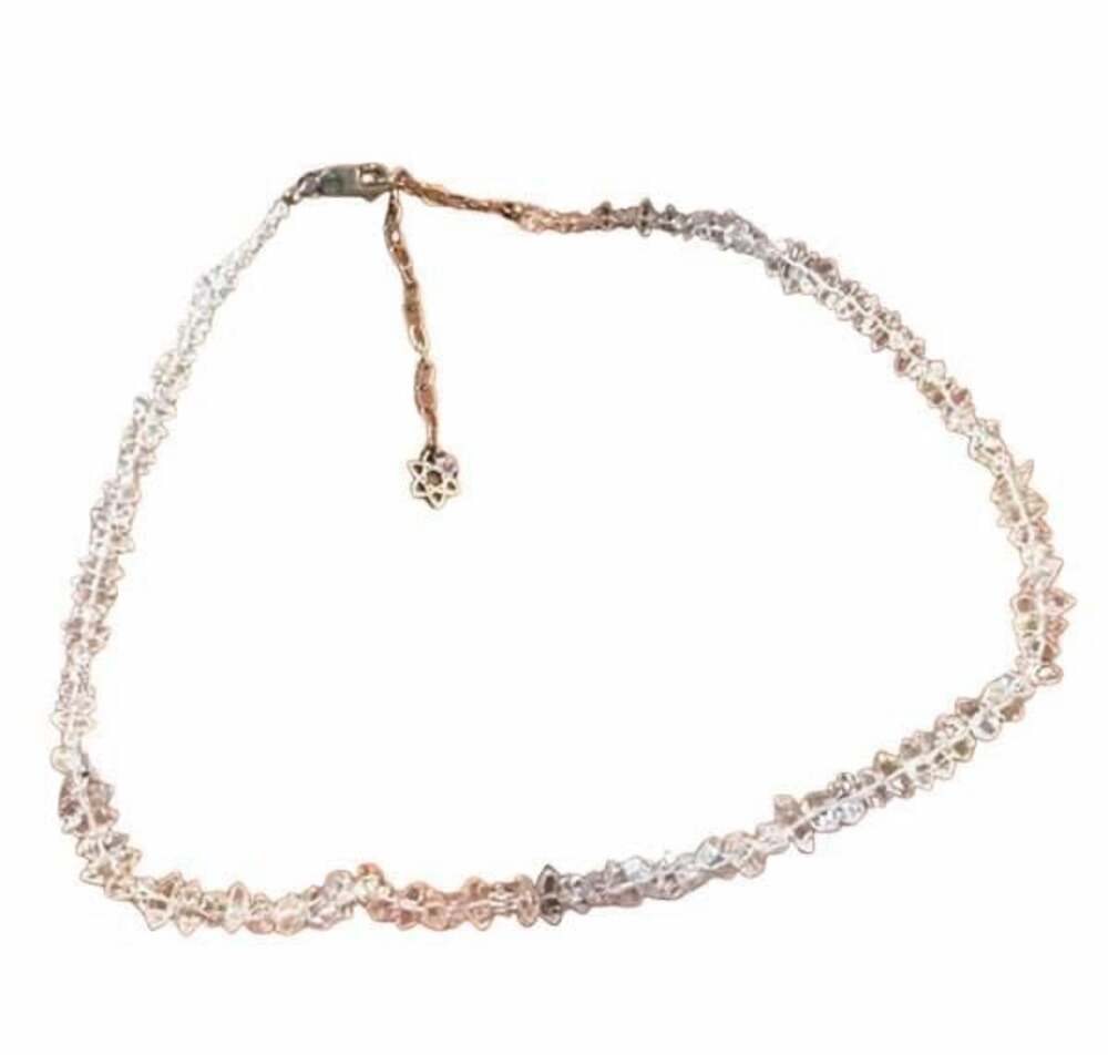 Raw Herkimer Diamond Quartz Crystal Sterling Silver Necklace